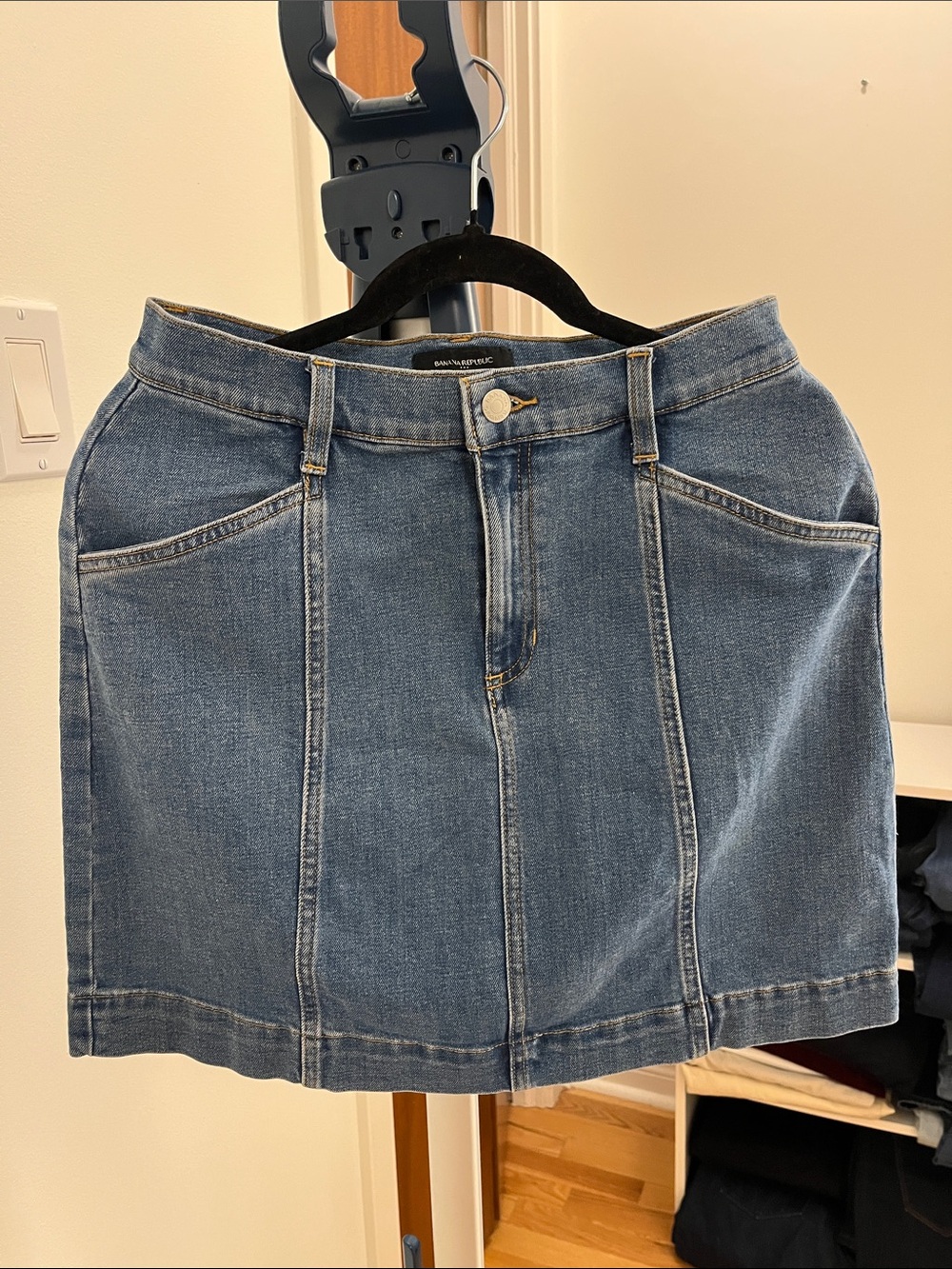 Banana Republic Blue Denim Panel Mini Skirt